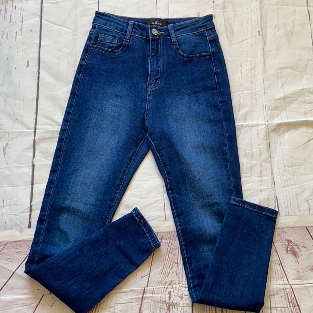 2/15 navy high rise skinny jeans size small [0118]